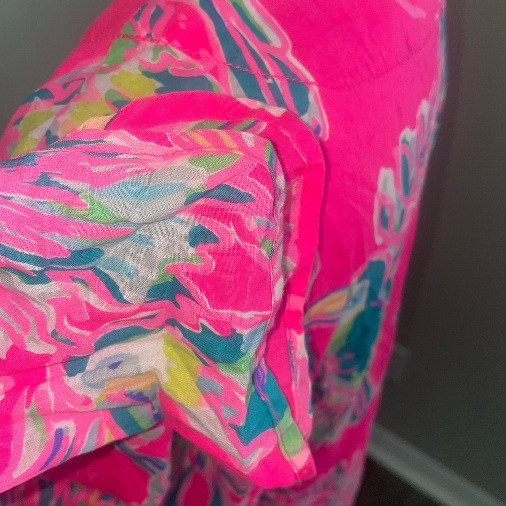Lilly Pulitzer Oasis Tunic Dragonfruit Toucan Can Swim Beach Cover Up Pink XS - Picture 4 of 6